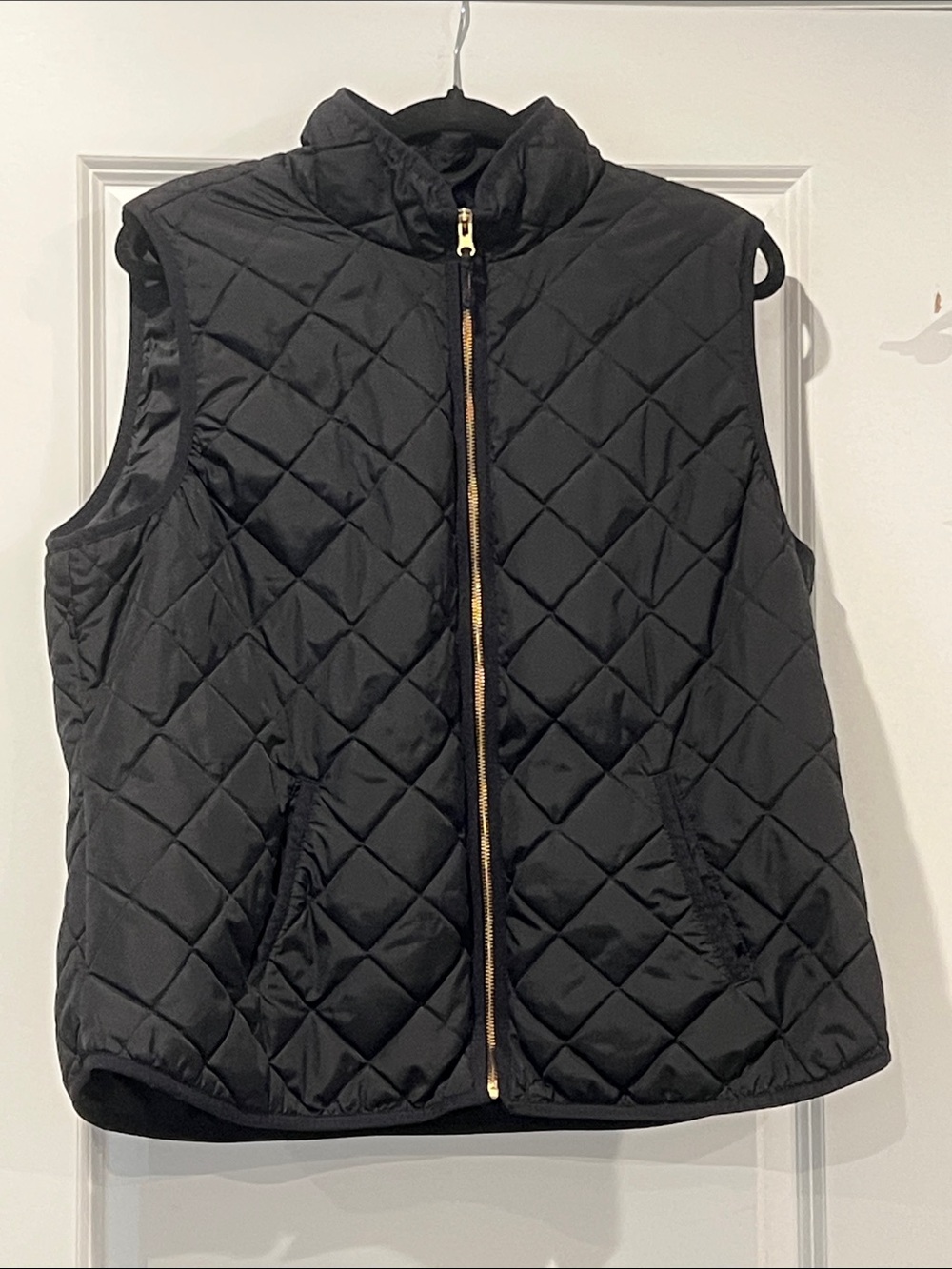 Old Navy Black Quilted Vest with Gold-Tone Zipper